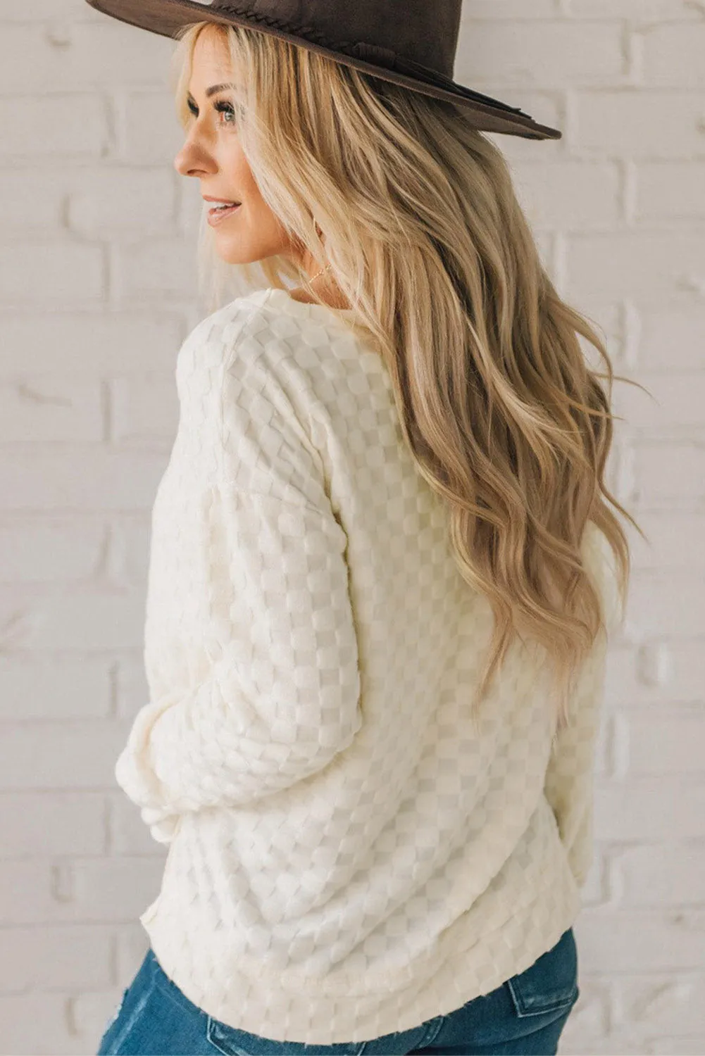 Thumbhole Solid Beig Long Sleeve Top