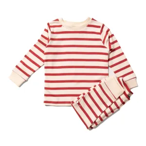 Top & pants set- soft red stripes