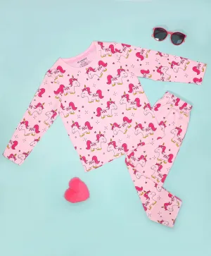 Unicorn Pattern Full Sleeves T-Shirt & Pajama Set