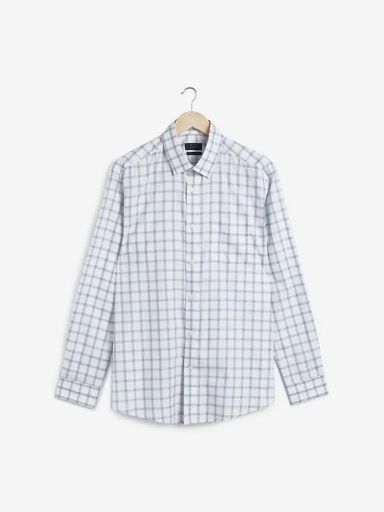 WES Formals White Checkered Relaxed Fit Shirt