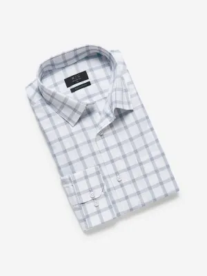WES Formals White Checkered Relaxed Fit Shirt