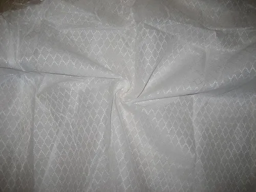 White cotton organdy fabric leno dobby diamond design 44&quot; wide