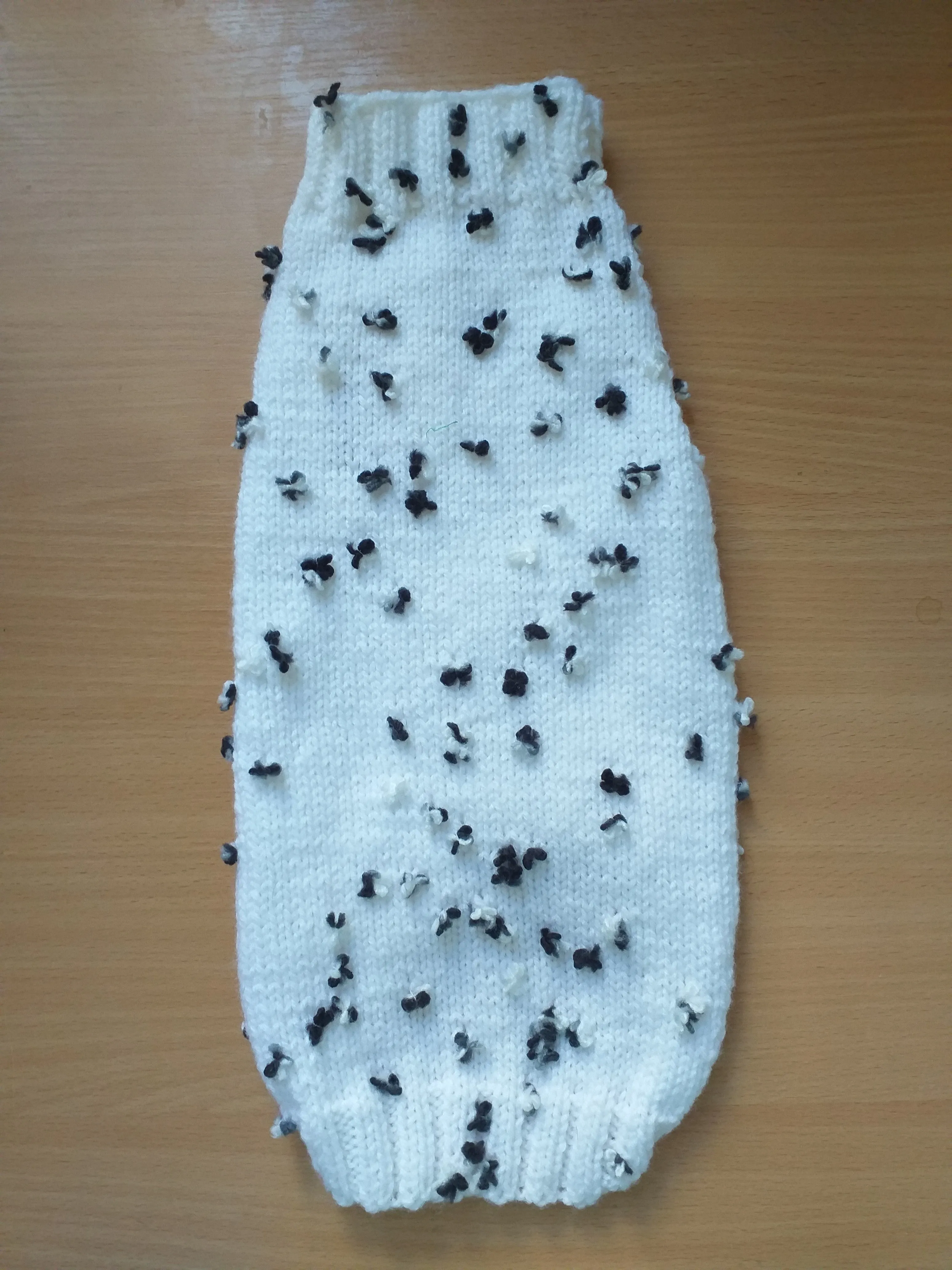 White jumper with black and white flowers for dachshund, Sweater with flowers and butterflies for miniature dachshund or small dog