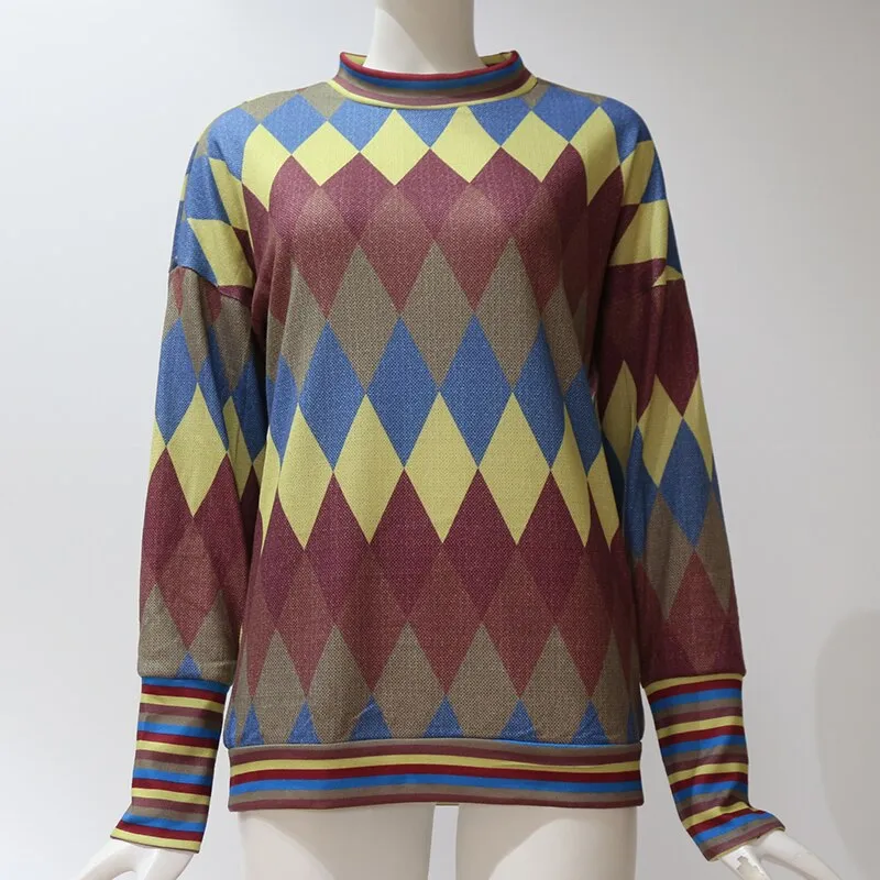 Women Blouses Geometric Print Long
