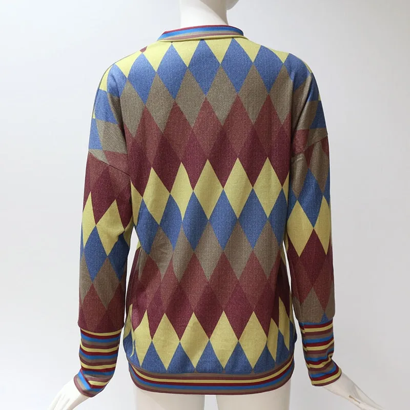 Women Blouses Geometric Print Long