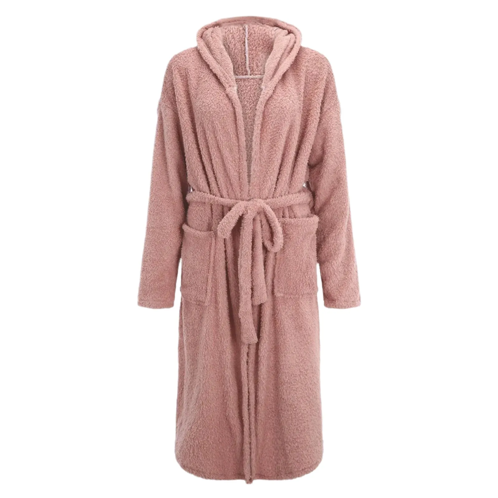Women's 3d Ear Hooded Flannel Bathrobe Soft And Warm Double Faced Velvet Bathrobe Sexy Pajamas Thickened Winter Home Bathrobe
